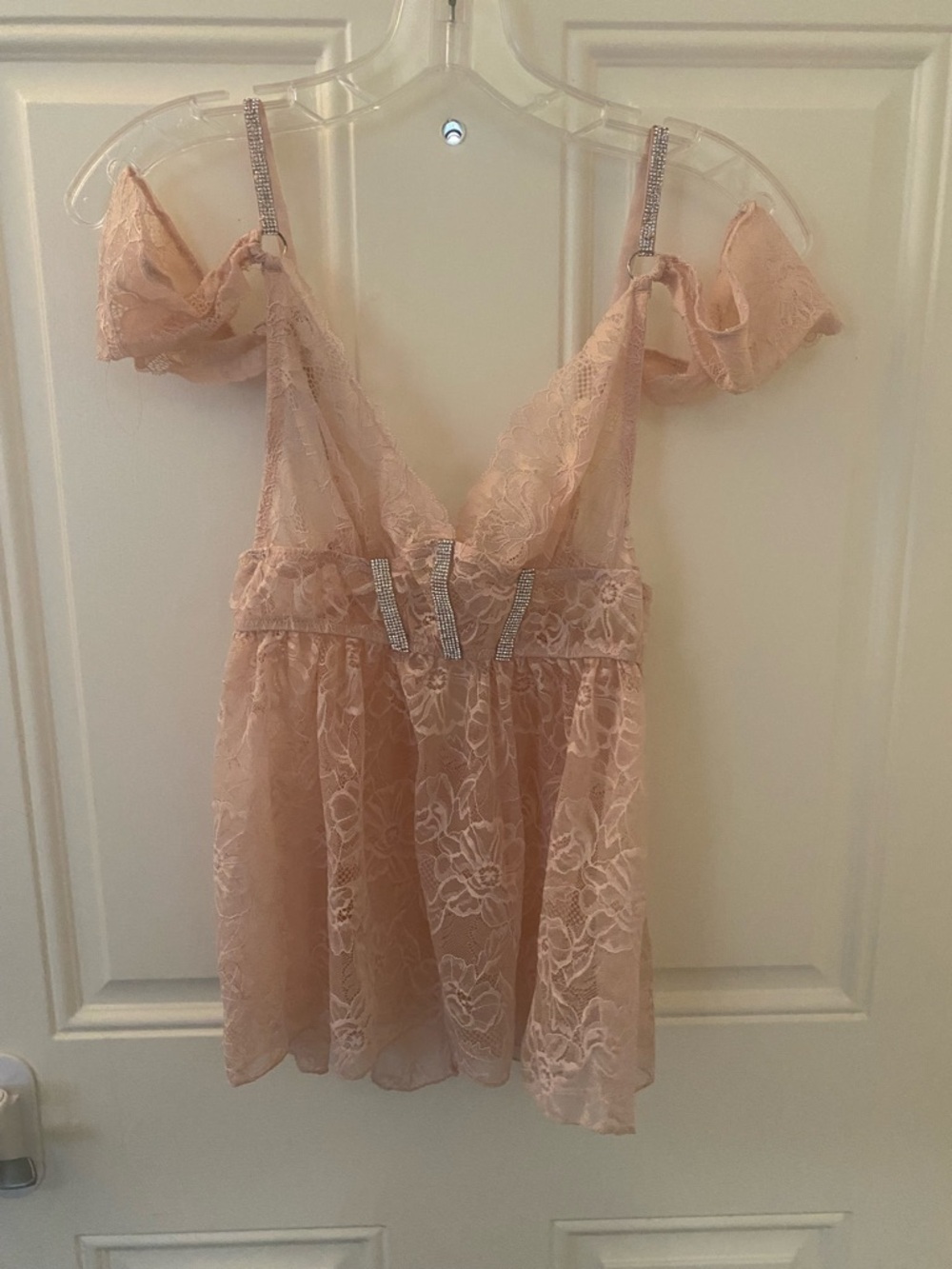Pink Jeweled Lace Top